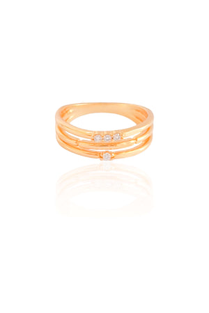 Anel Filetes Cravejado Cristal Tamanho 21 Banhado a Ouro 18K