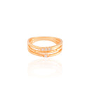 Anel Filetes Cravejado Cristal Tamanho 15 Banhado a Ouro 18K
