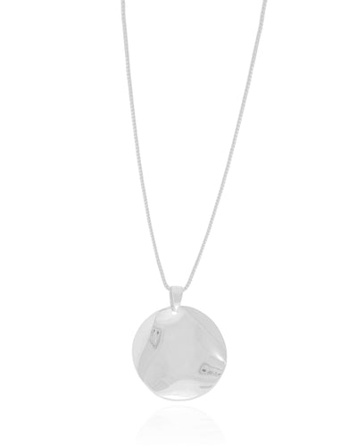 Colar Veneziana Orgânico Abaulado Liso Ródio Branco - 45 cm