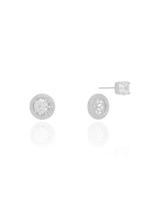 Brinco Ponto de Luz 6 mm Dois em Um Ródio Branco