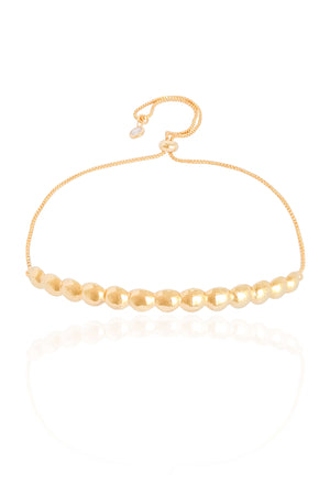 Pulseira Bolas Achatadas com Fecho Gravata Banhado a Ouro 18K