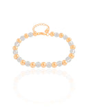 Pulseira Bolas Lisas e Cristais Banhado a Ouro 18K