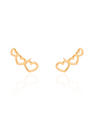 Ear Cuff Corações Vazados 2.3 cm Banhado a Ouro 18K