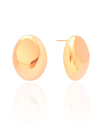 Brinco Oval Liso 3.1 cm Banhado a Ouro 18K