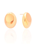 Brinco Oval Liso 3.1 cm Banhado a Ouro 18K