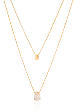 Gargantilha Dupla Veneziana Gota Lisa Cristal Banhado a Ouro 18K