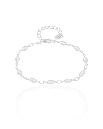Pulseira Navetes Zircônia Ródio Branco