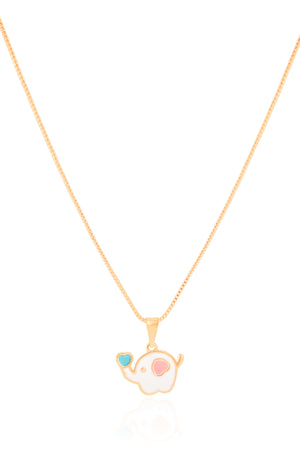 Gargantilha Infantil Elefante 1.0 cm Banhado a Ouro 18K - 35 cm