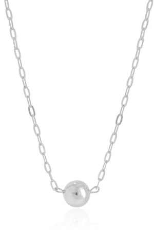 Gargantilha Elos Bola Lisa 12 mm Ródio Branco - 45 cm