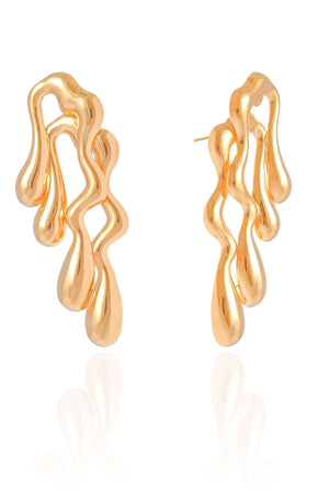 Brinco Derretido Liso 5.2 cm  Banhado a Ouro 18K