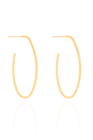 Brinco Argola Oval Fio 4.2 cm Banhado a Ouro 18K