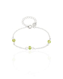 Pulseira Infantil Elos Cristais Ligth Green 4 mm Ródio Branco