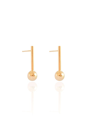 Brinco Palito Bola Lisa Banhado a Ouro 18K