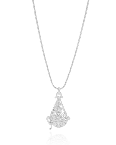 Colar Longo Perfumeiro Cravejado Cristal Ródio Branco - 70 cm