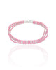 Pulseira Tripla Safira Rosa Cravejada Ródio Branco