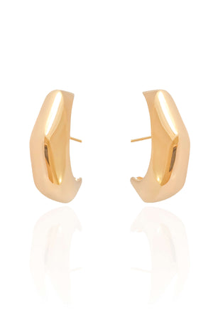 Ear Hook Geométrico Liso 3.2 cm Banhado a Ouro 18K
