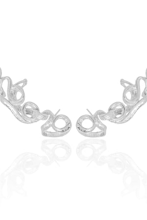 Ear Cuff Entrelaçado Ródio Branco