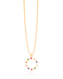 Gargantilha Veneziana Círculo Pontos de Luz Coloridos Banhado a Ouro 18K - 40 cm