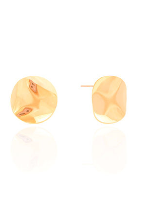 Brinco Orgânico Abaulado Liso Banhado a Ouro 18K