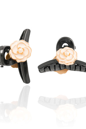 Dupla de Presilha Meia Luz Flor Branca Pérola