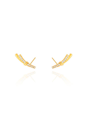 Ear Cuff Laço Duplo Liso e Cravejado Cristal