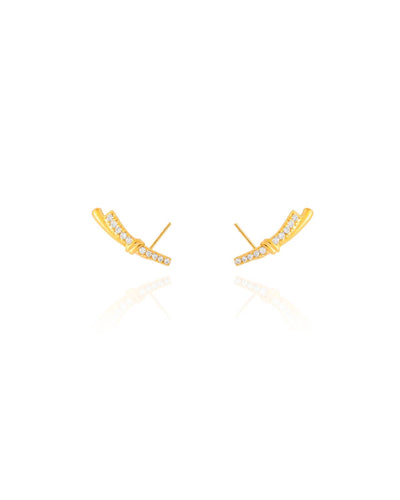 Ear Cuff Laço Duplo Liso e Cravejado Cristal