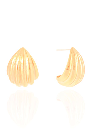 Brinco Argola Abaulada Frisada 2.6 cm Banhado a Ouro 18K