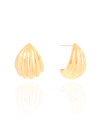 Brinco Argola Abaulada Frisada 2,6 cm Banhado a Ouro 18K