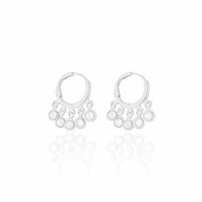 Brinco Argola Pérolas Penduradas 2,5 cm Ródio Branco