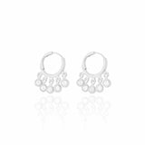 Brinco Argola Pérolas Penduradas Ródio Branco