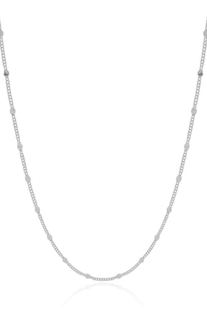 Gargantilha Longa Grumet Plaquinhas Ródio Branco - 80 cm