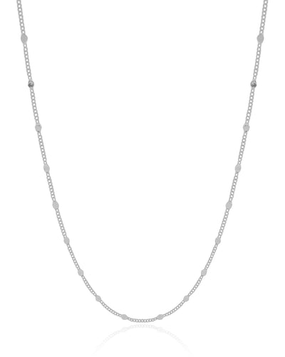 Colar Longo Grumet Plaquinhas 2 mm Ródio Branco - 80 cm
