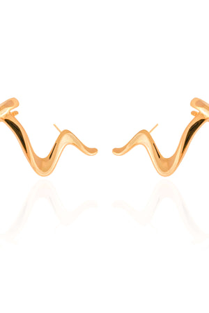 Ear Cuff Zig Zag Liso 3.2 cm Banhado a Ouro 18K