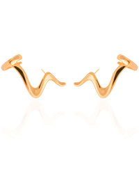 Ear Cuff Zig Zag Liso 3.2 cm Banhado a Ouro 18K