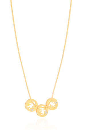 Gargantilha Veneziana Filhas Três Meninas Detalhe Ponto de Luz Cristal Banhado a Ouro 18K - 45 cm