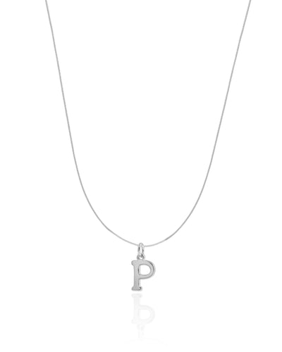Choker Nylon Letra P Ródio Branco - 35 cm