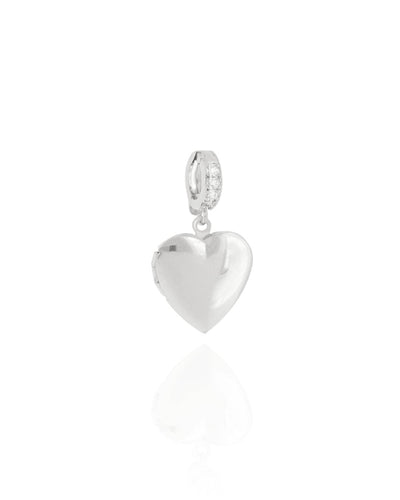 Pingente Relicário Coração com Argola Passante Cravejada Cristal