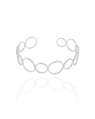 Bracelete Círculos 14 mm Ródio Branco