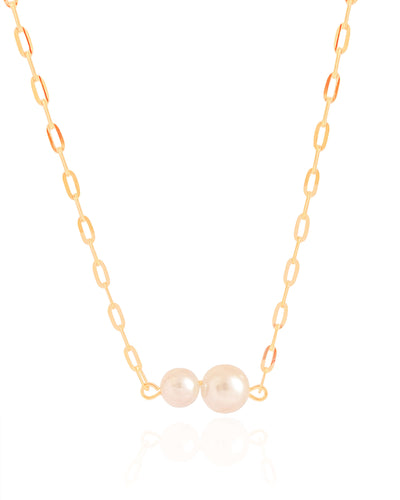 Choker Elos Pérolas Banhado a Ouro 18K - 35 cm
