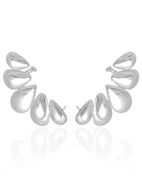 Ear Cuff Gotas Lisas Ródio Branco