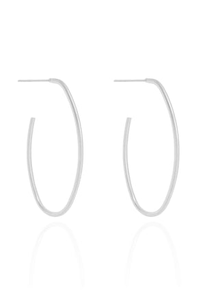 Brinco Argola Oval Fio 4.2 cm Ródio Branco