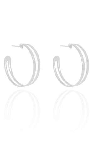 Brinco Argola Vazada Lisa 3.0 cm Ródio Branco