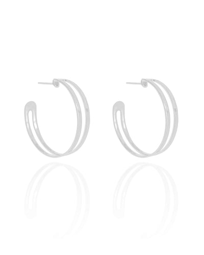 Brinco Argola Vazada Lisa 3 cm Ródio Branco