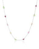 Choker Elos Cristais Coloridos 3 mm Ródio Branco