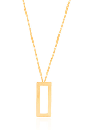 Gargantilha Gurmet Achatada Retangulo Vazado Liso Banhado a Ouro 18K - 40 cm