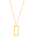 Gargantilha Gurmet Achatada Retangulo Vazado Liso Banhado a Ouro 18K - 40 cm