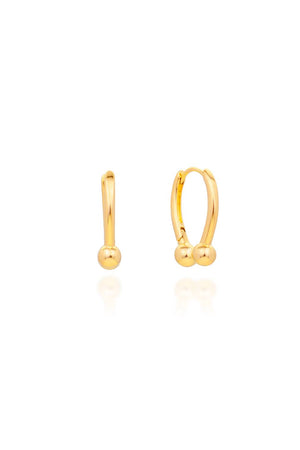 Brinco Argola Oval Click Detalhe Bolinhas Lisa