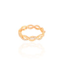 Anel Entrelaçado Cravejado Cristal Tamanho 16 Banhado Ouro 18K