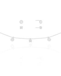 Conjunto Borboleta e Ponto de Luz Cristal Ródio Branco