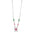 Gargantilha Navetes Coloridos Coração Rosa Ródio Branco - 45 cm